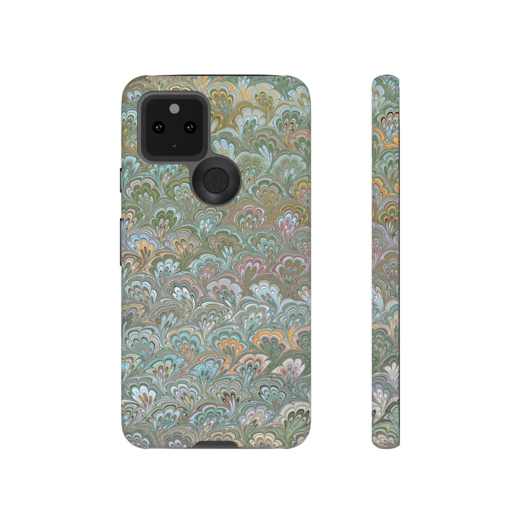 Blue and Green Feather Marbled Phone Case — Dual Layer - Tough Protective Phone Cover