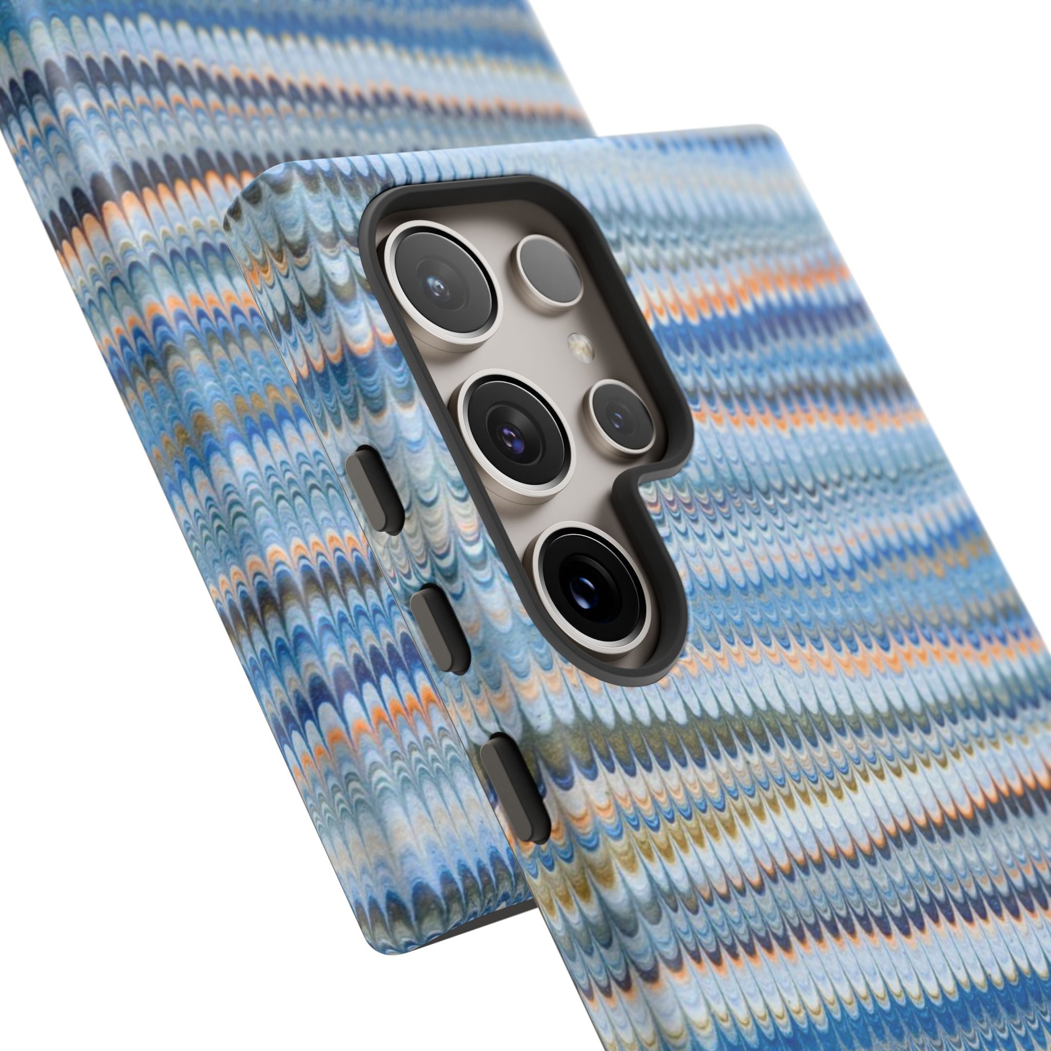 Blue Marbled Phone Cases iPhone 16 + Samsung + Apple + Google - all models, Vintage Marbled Design - Tough Cases