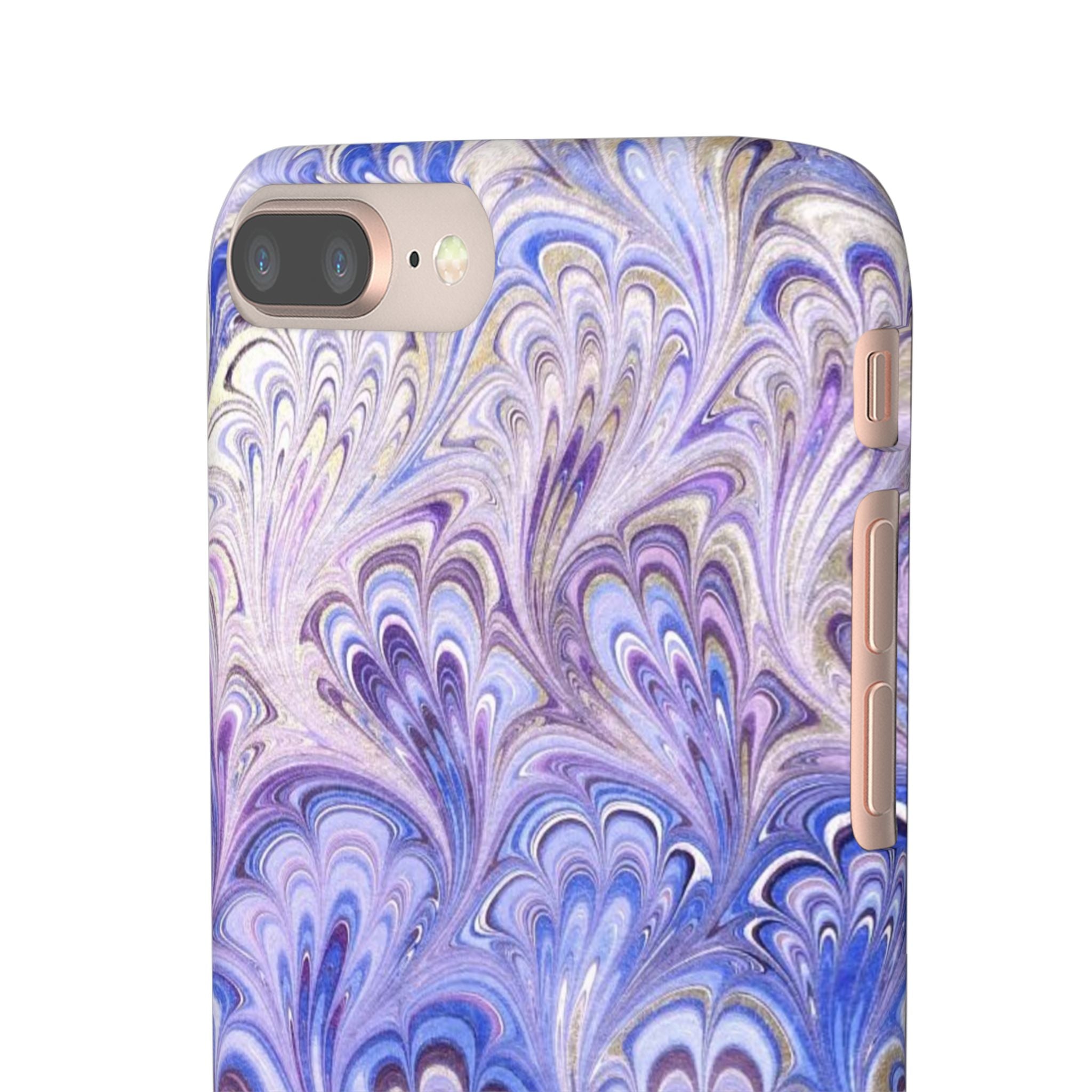 Marbled Feather Lavender + Purple Swirl - Single Layer Slim Phone Case