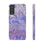 Marbled Feather Lavender + Purple Swirl - Single Layer Slim Phone Case