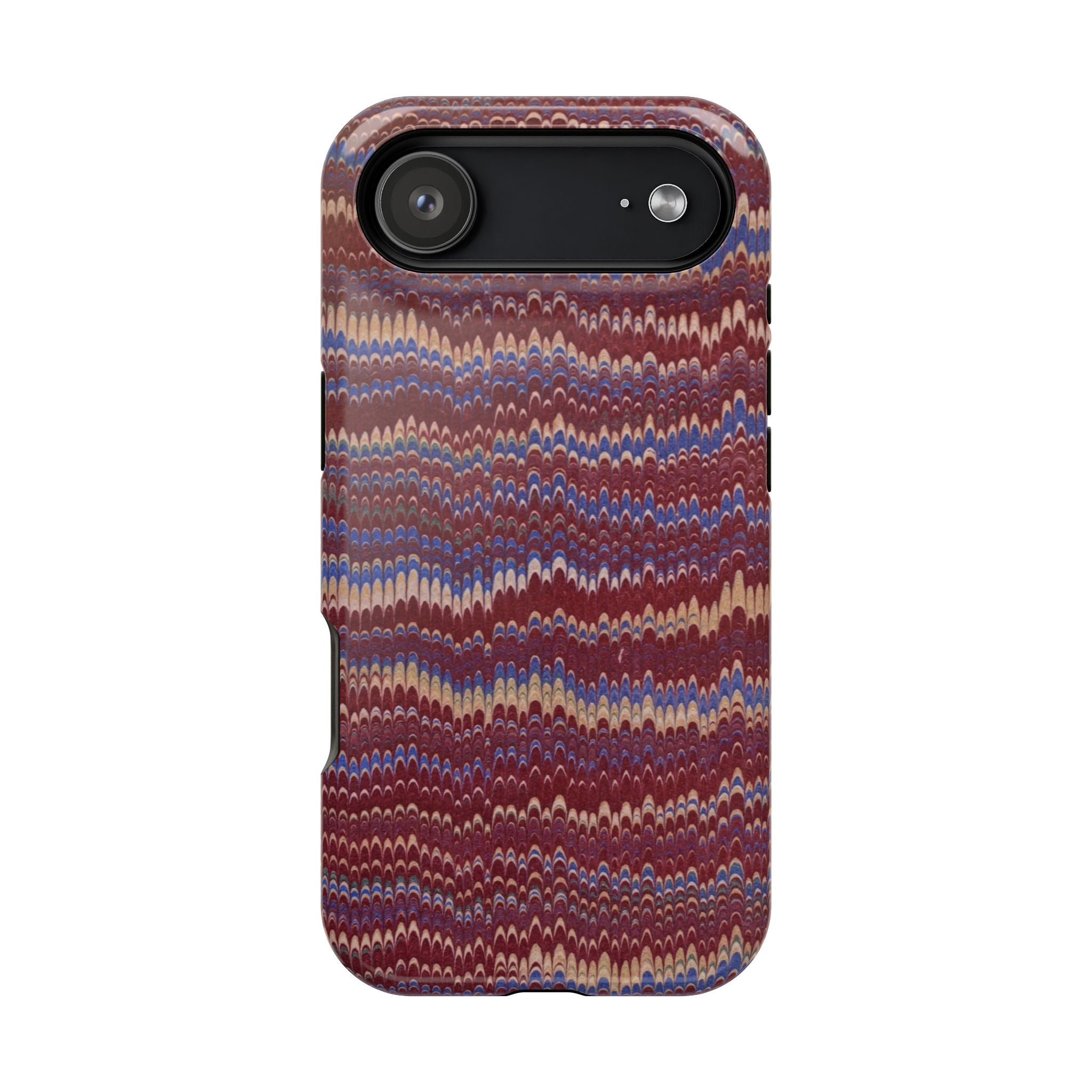 Burgundy and Blue Hues Italian Vintage Marble Design Phone Case for Apple + Samsung