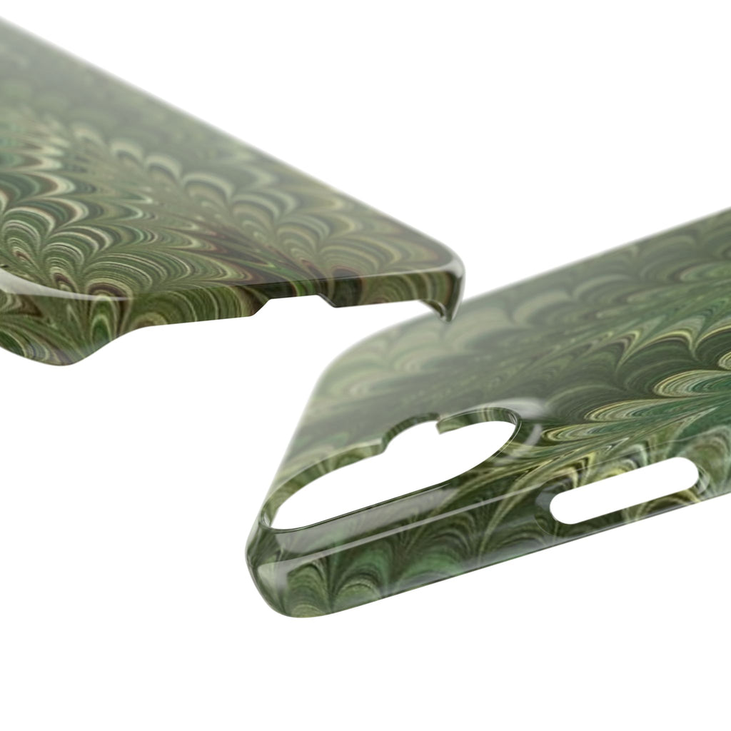 Deep Green Cheveron Marbled Phone Case - Single Layer Slim Case