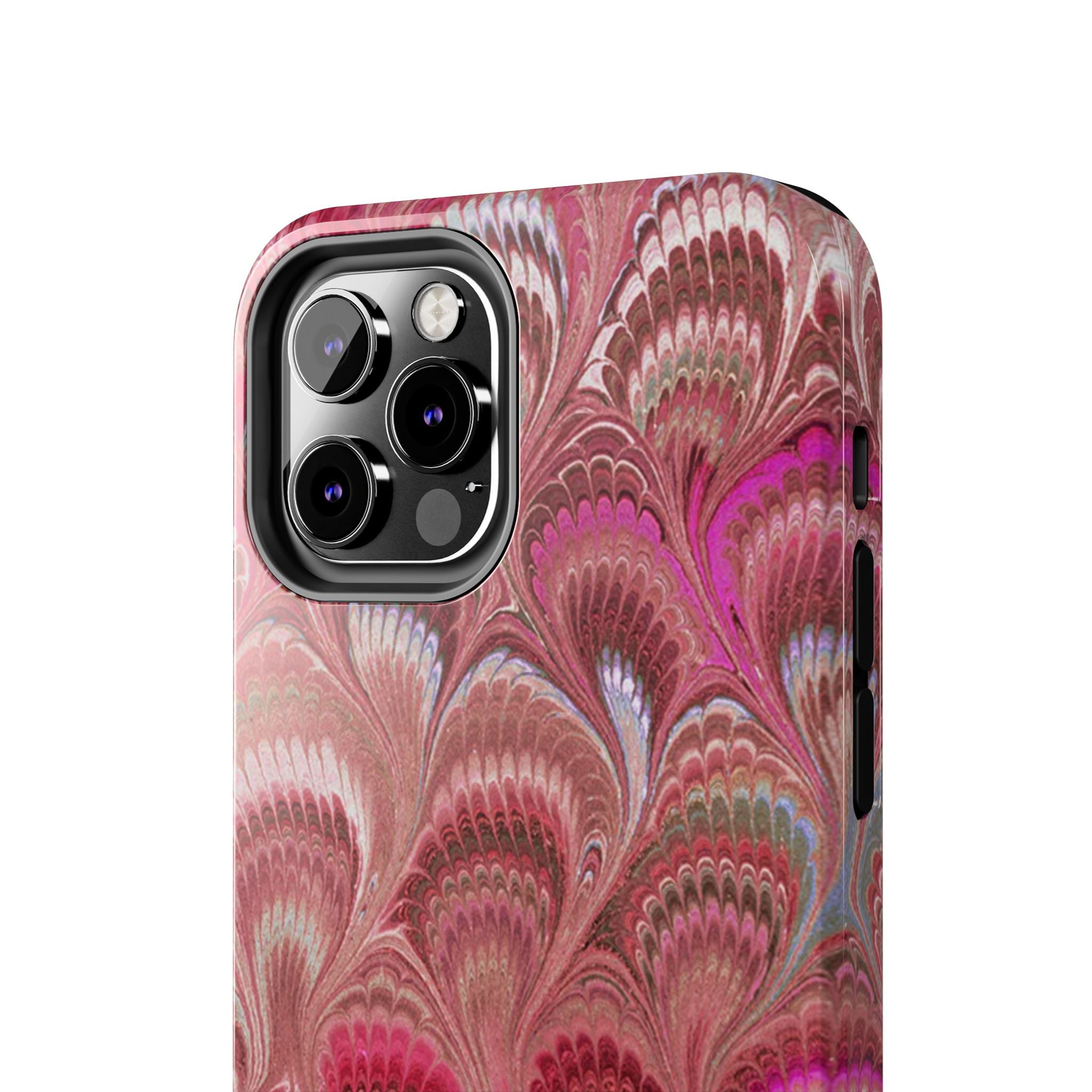 Pink Peacock Marble Italian Tough Phone Case — Durable Marbled Phone Case