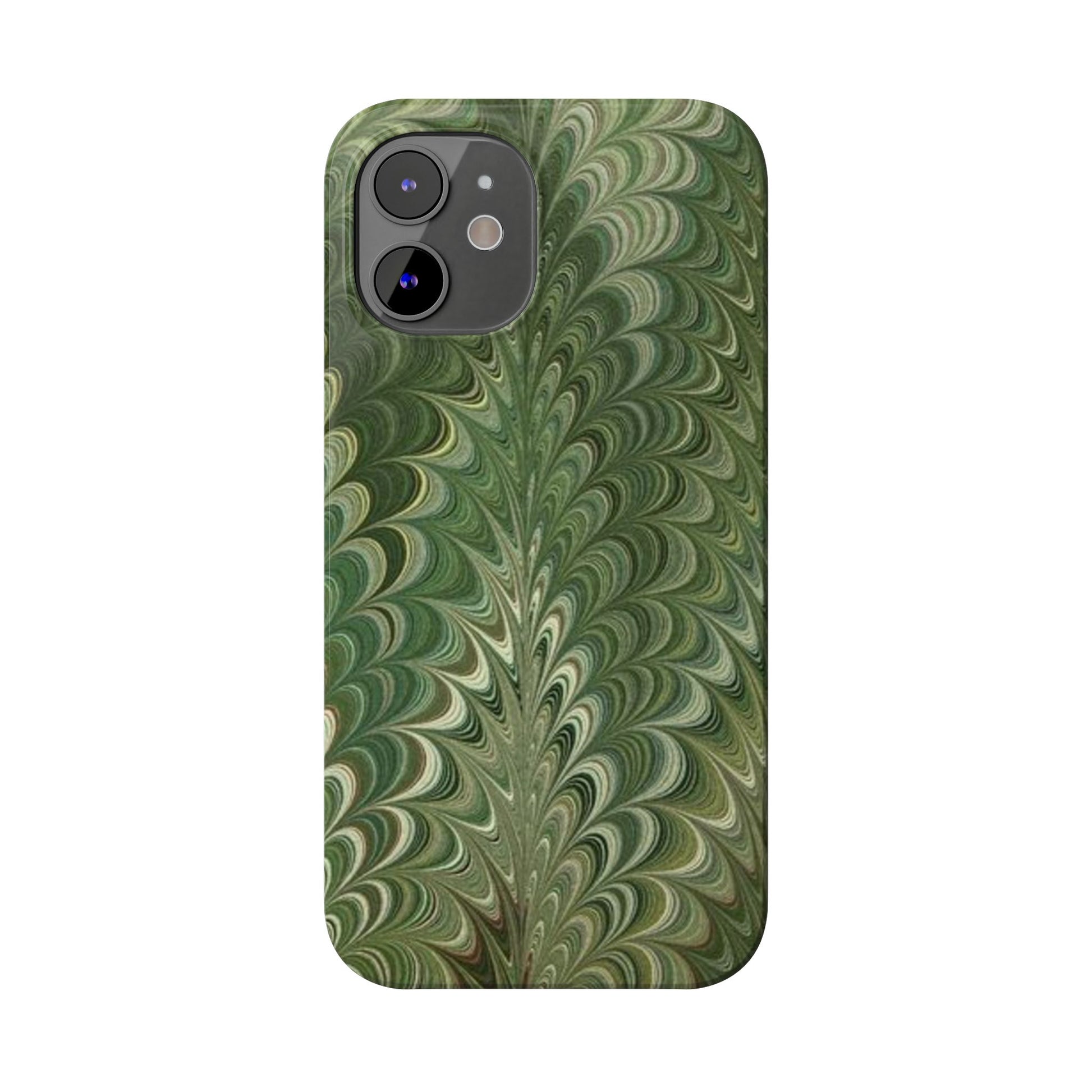 Deep Green Hues of Italian Hand-Painted, Vintage Marbled Paper from Italy Designed Phone Case, iPhone16 Case and all iPhone Cases