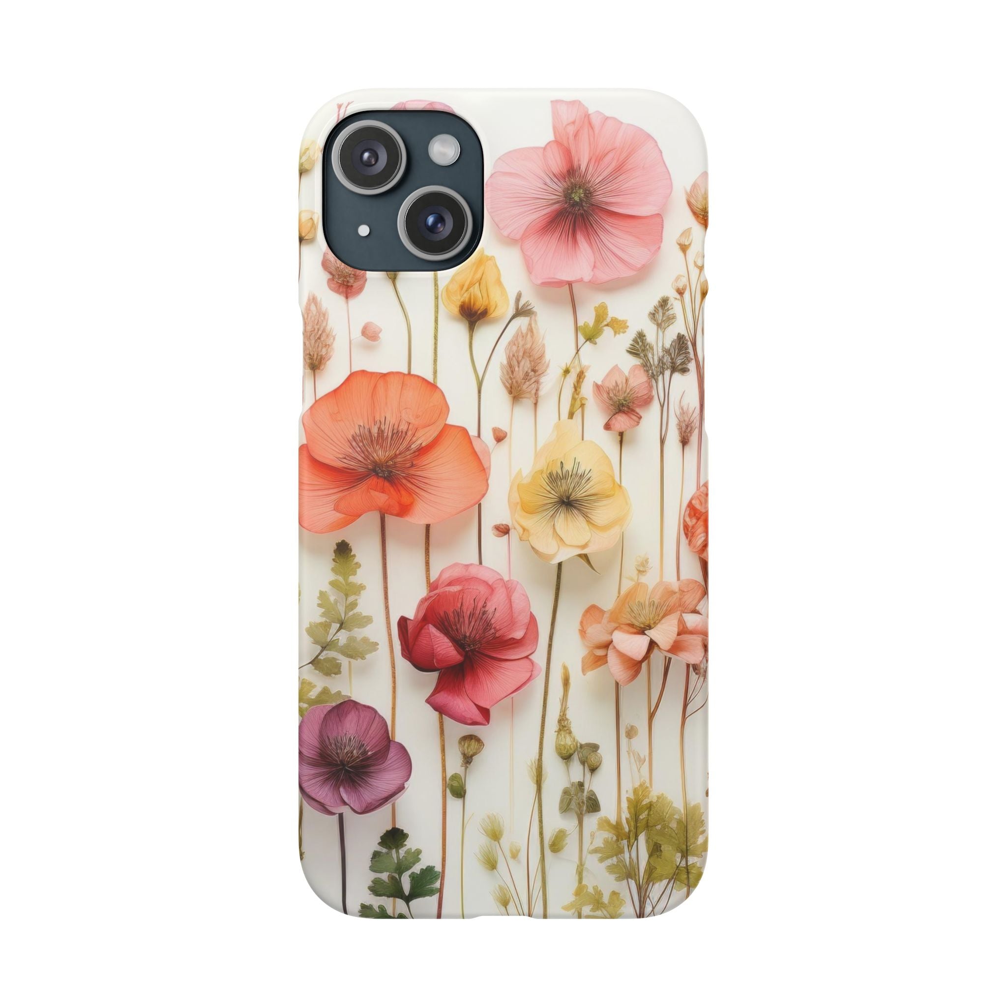 Pink Floral Pressed Flowers - Slim Case