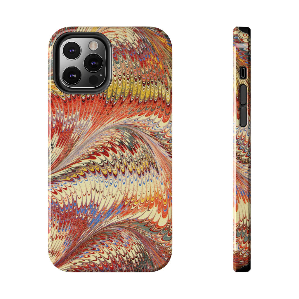 Marbled Swirl Tough Phone Case - Red Rust Orange Fall Colors, Heavy Duty Case. Alternative: Protective Phone Cover, Durable Smartphone Case,