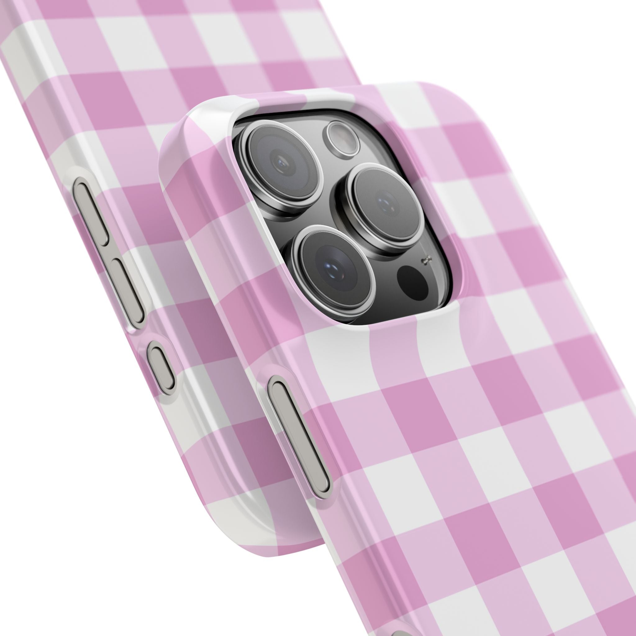 Pink + White Gingham Check Phone Case - Single Layer Slim Case