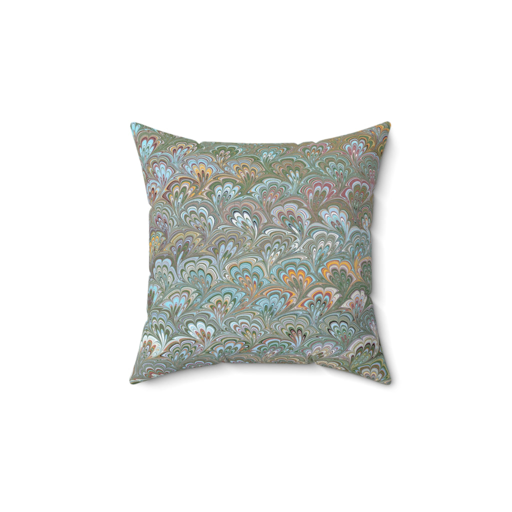 ITALIAN MARBLE Green and Blue Square Pillow includes Pillow, Hidden Zipper
