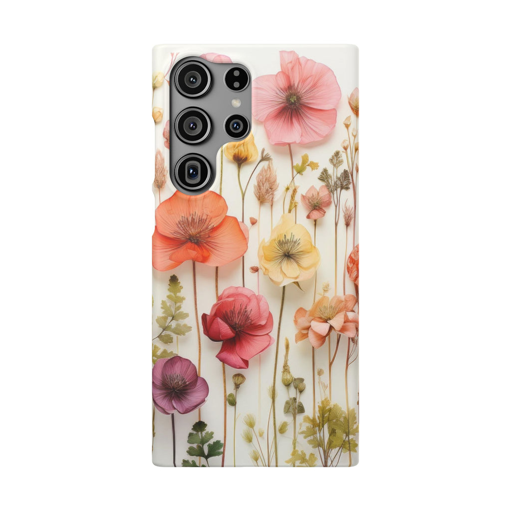 Pink Floral Pressed Flowers - Slim Case