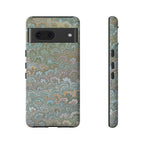 Blue and Green Feather Marbled Phone Case — Dual Layer - Tough Protective Phone Cover