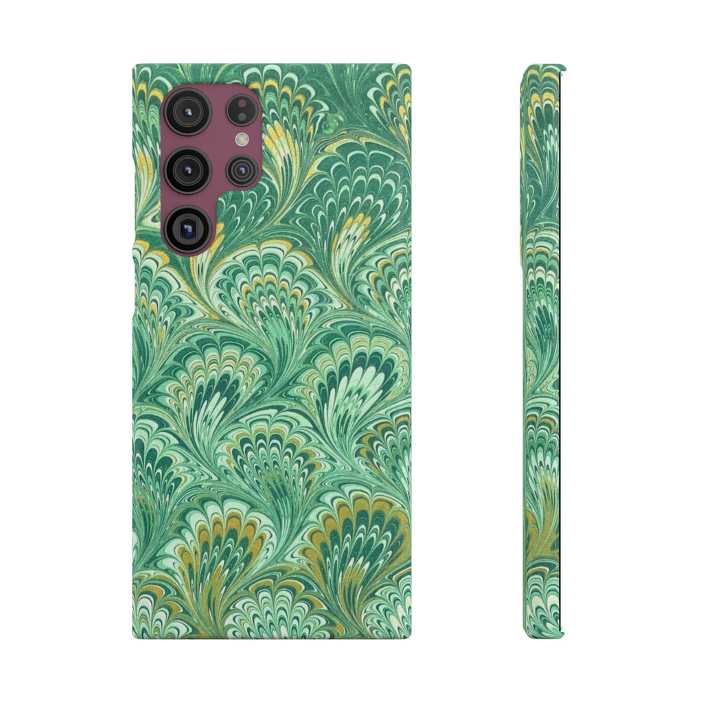 Marbled Feather Green Swirl - Single Layer Slim Phone Case
