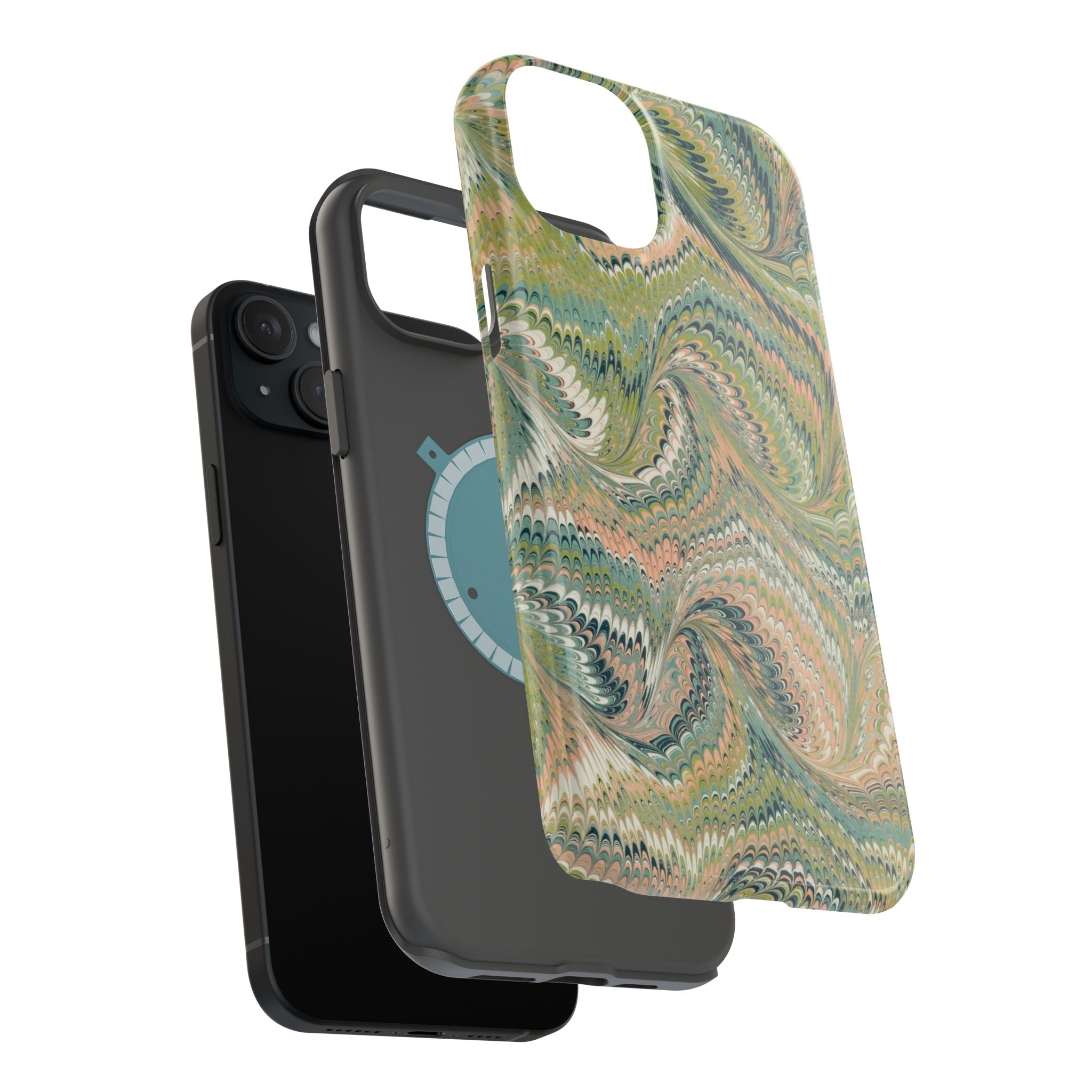 Green Pastel Italian Marble Design Magnetic MAG SAFE High Impact iPhone Cases