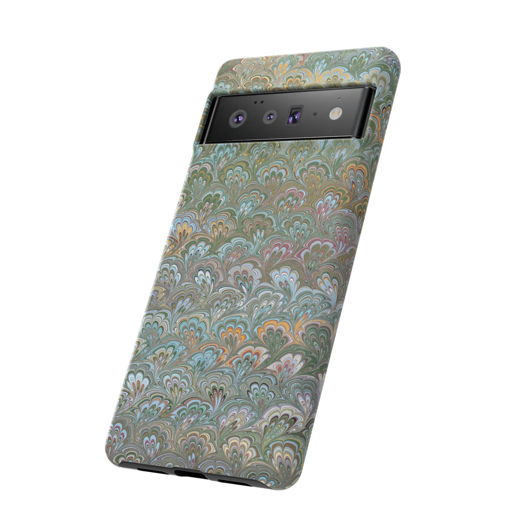 Blue and Green Feather Marbled Phone Case — Dual Layer - Tough Protective Phone Cover