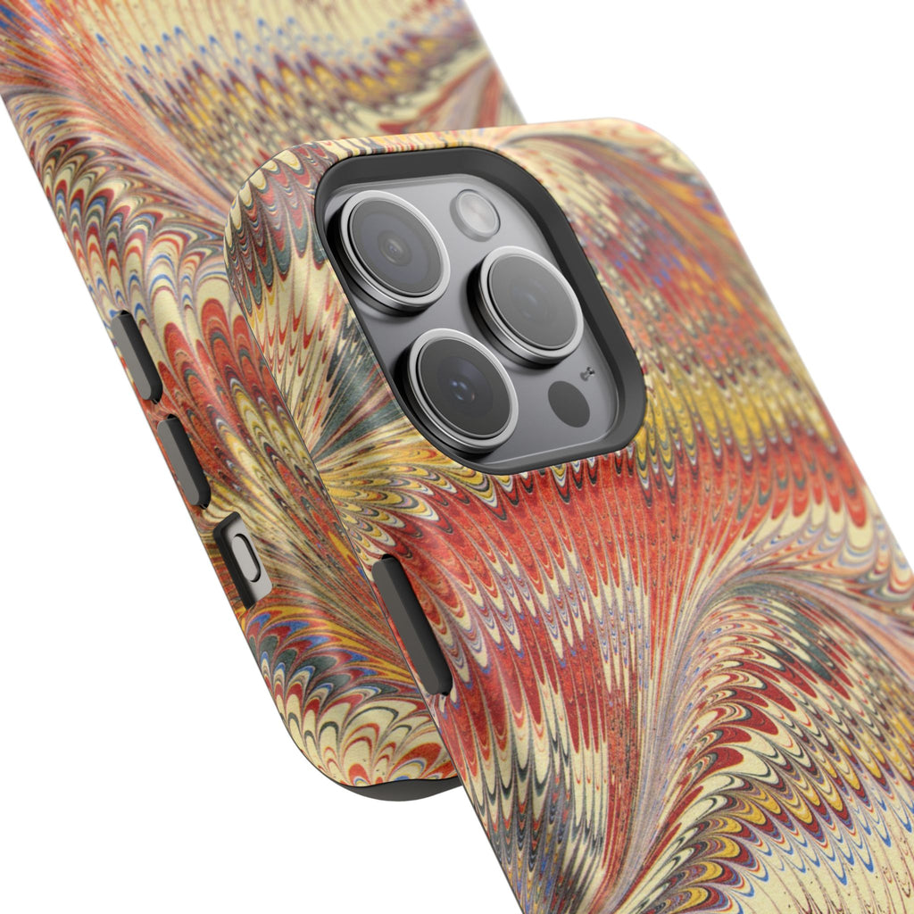 Rust + Gold Italian Marbled Design Magnetic MAG SAFE - Dual Layer Case - Glossy or Matte