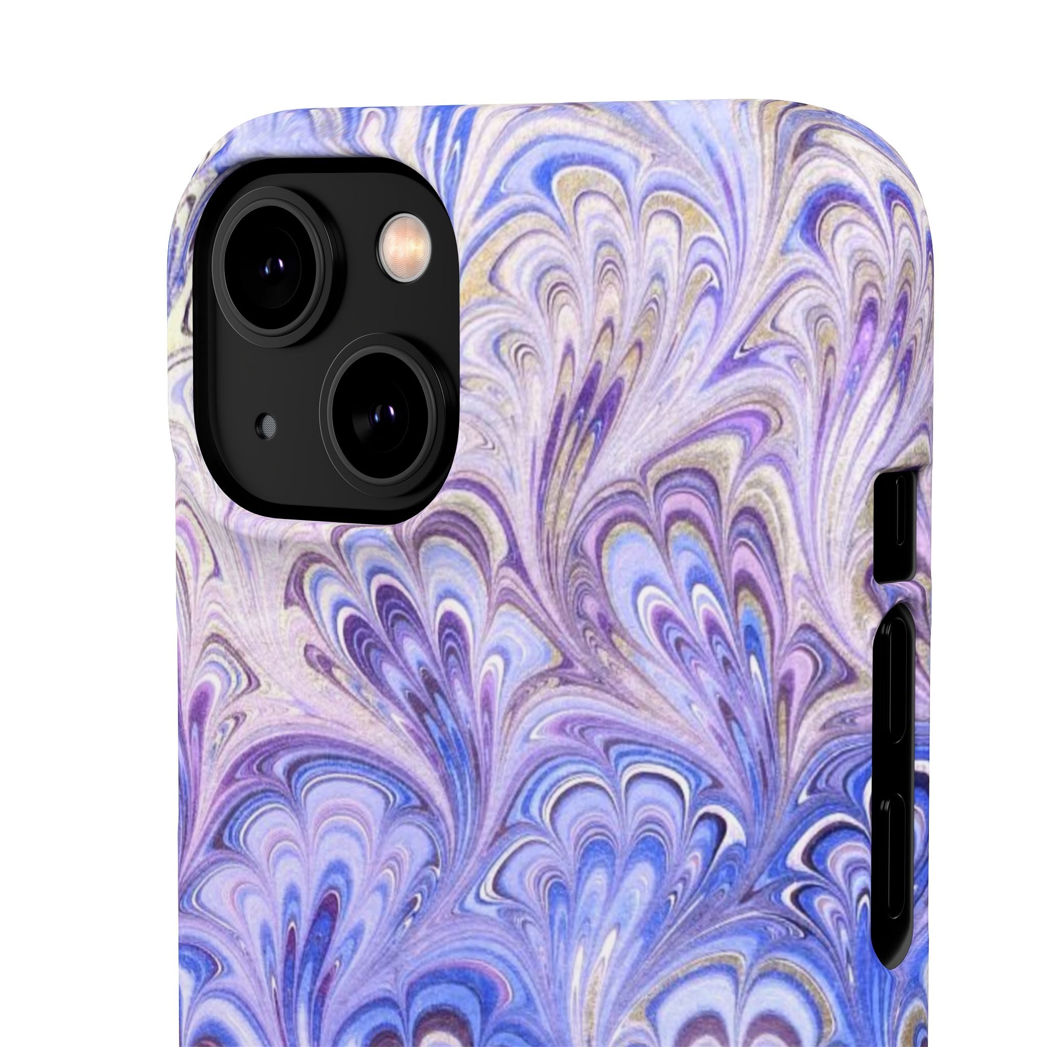 Marbled Feather Lavender + Purple Swirl - Single Layer Slim Phone Case