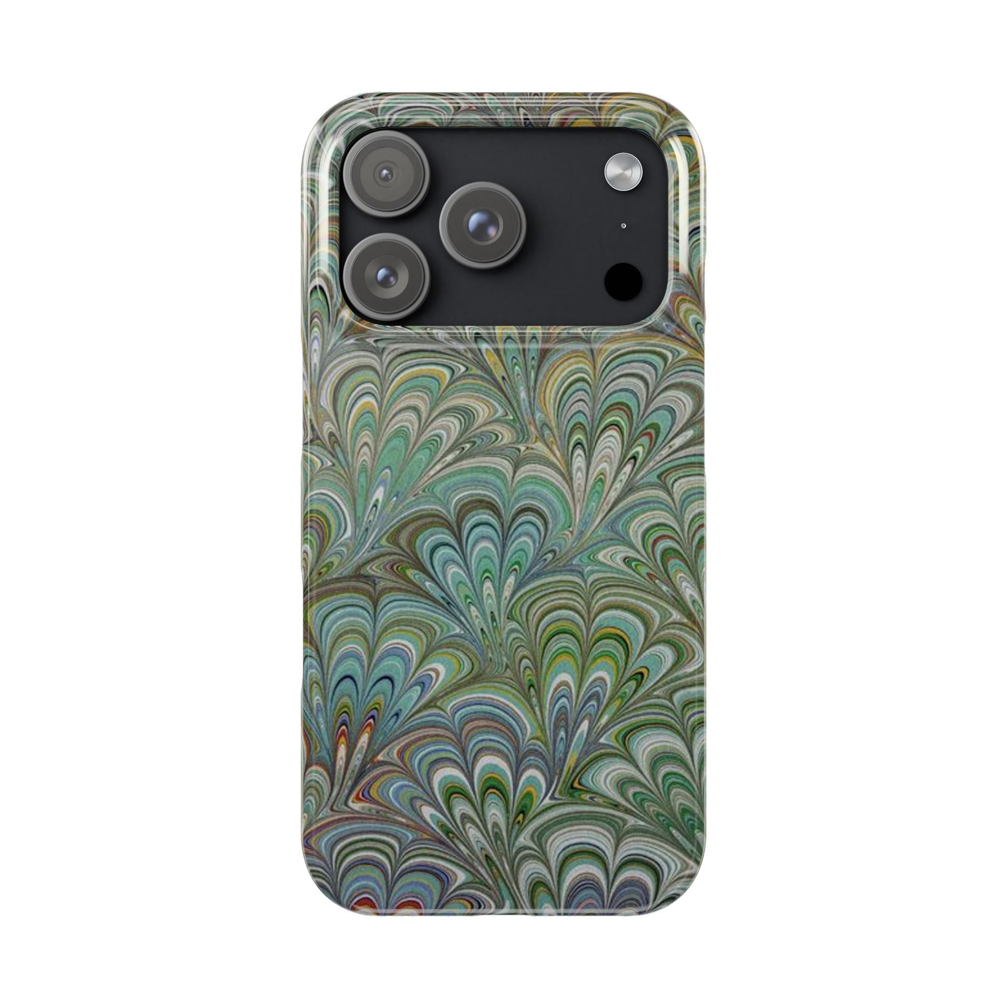 Deep Green Peacock Italian Marbled Design, Italy Feather Phone Case