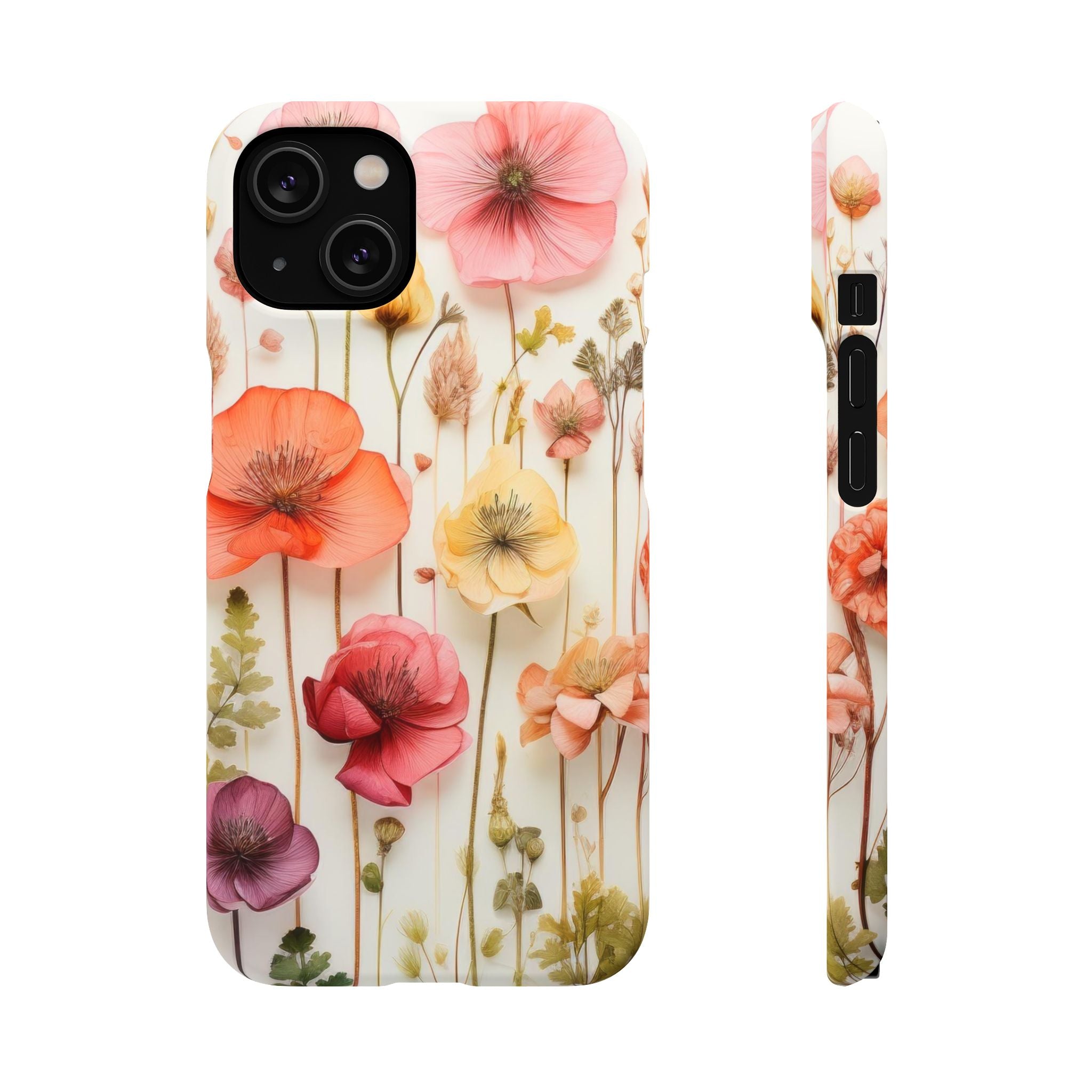 Pink Floral Pressed Flowers - Slim Case