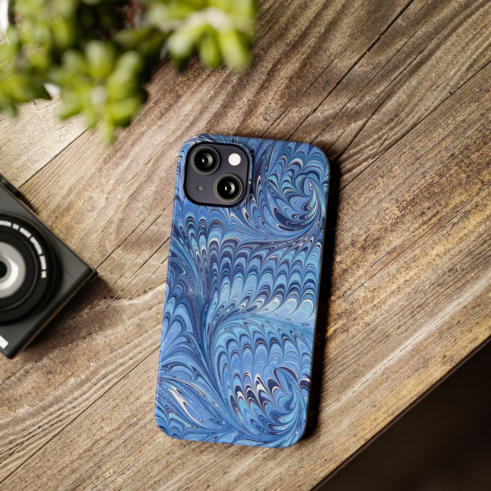 Blue Italian Marbled Design, Green and Blue Pallet, Slim Phone Case