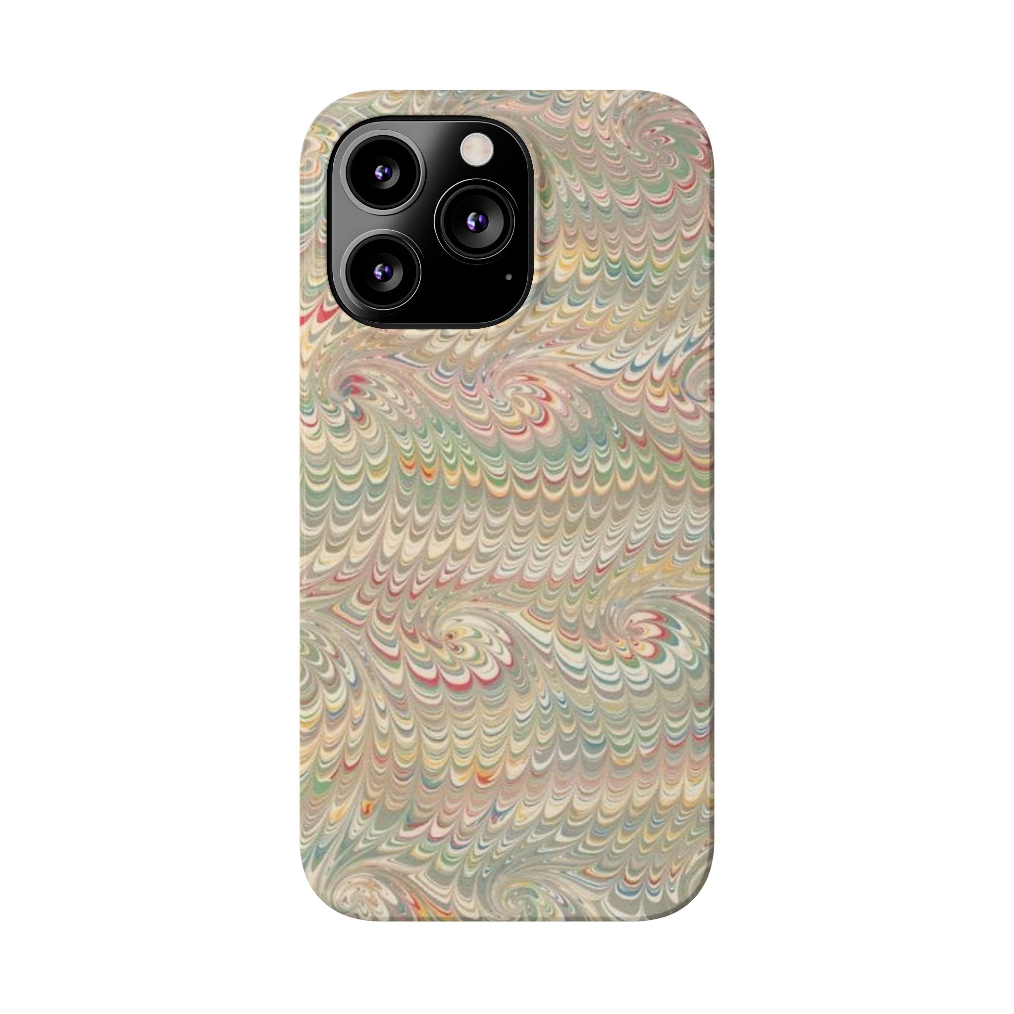 Beige Swirl Marbled Feather Phone Case