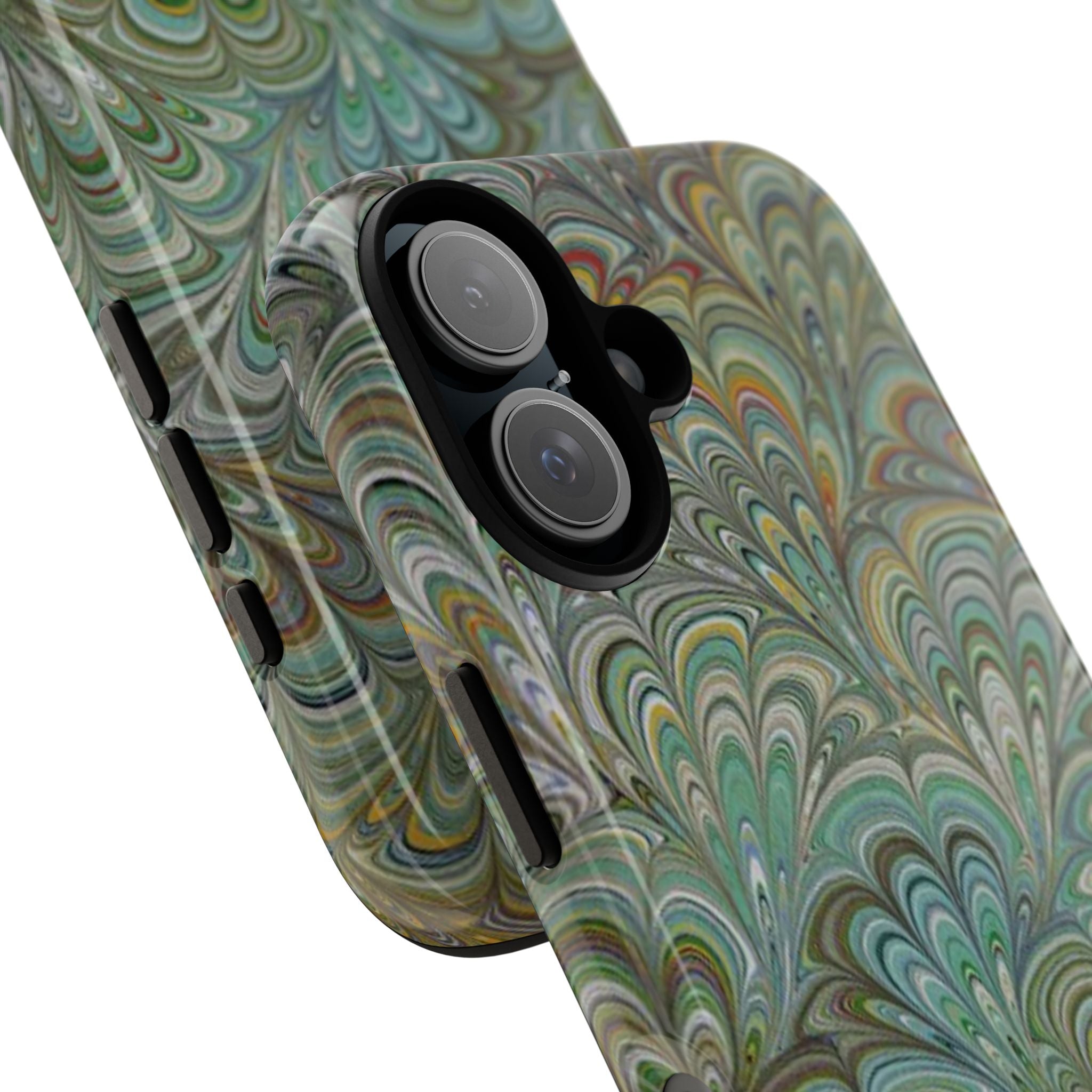 Green Peacock Marbled Phone Case — "Tough Cases" Ultra-Tough Protective Cover