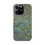 Deep Green Peacock Italian Marbled Design, Italy Feather Phone Case