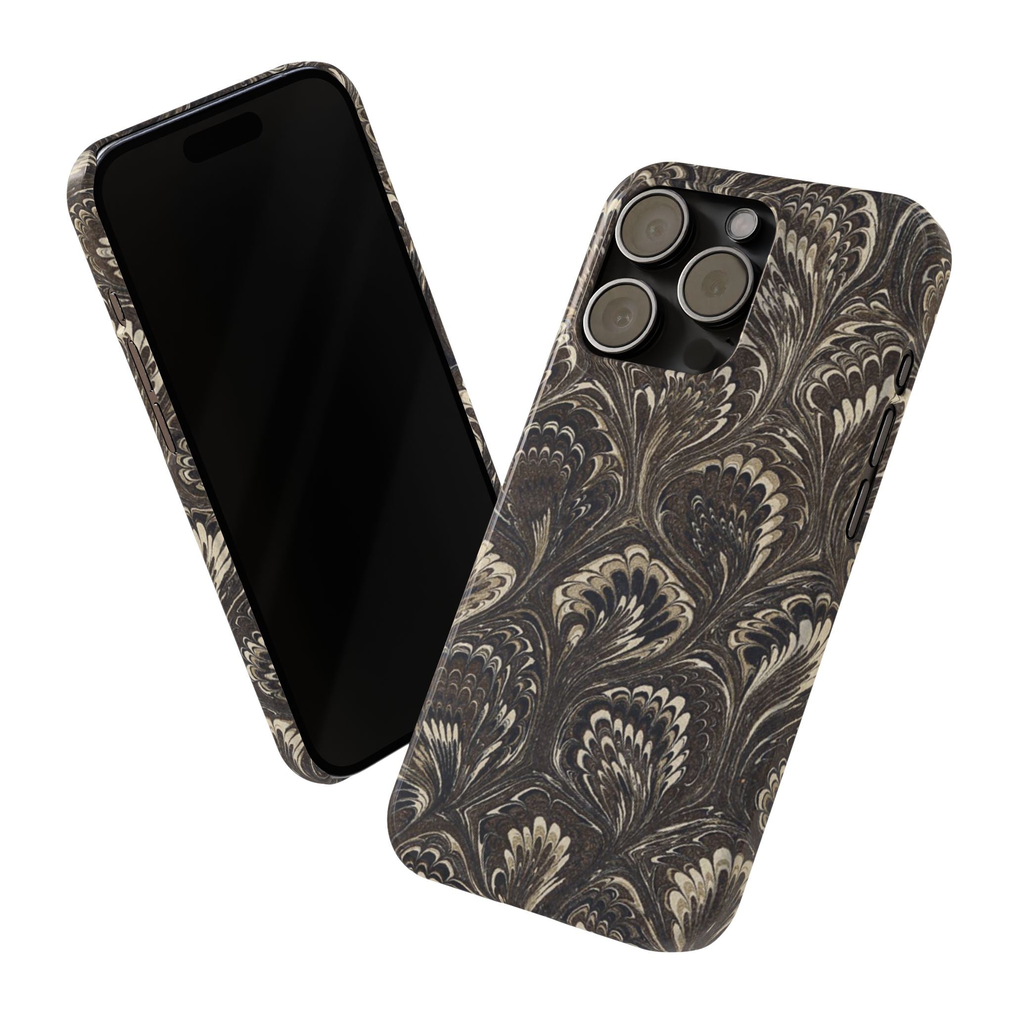 Black Italian Marble Design Slim iPhone 17 + all models Phone Cases