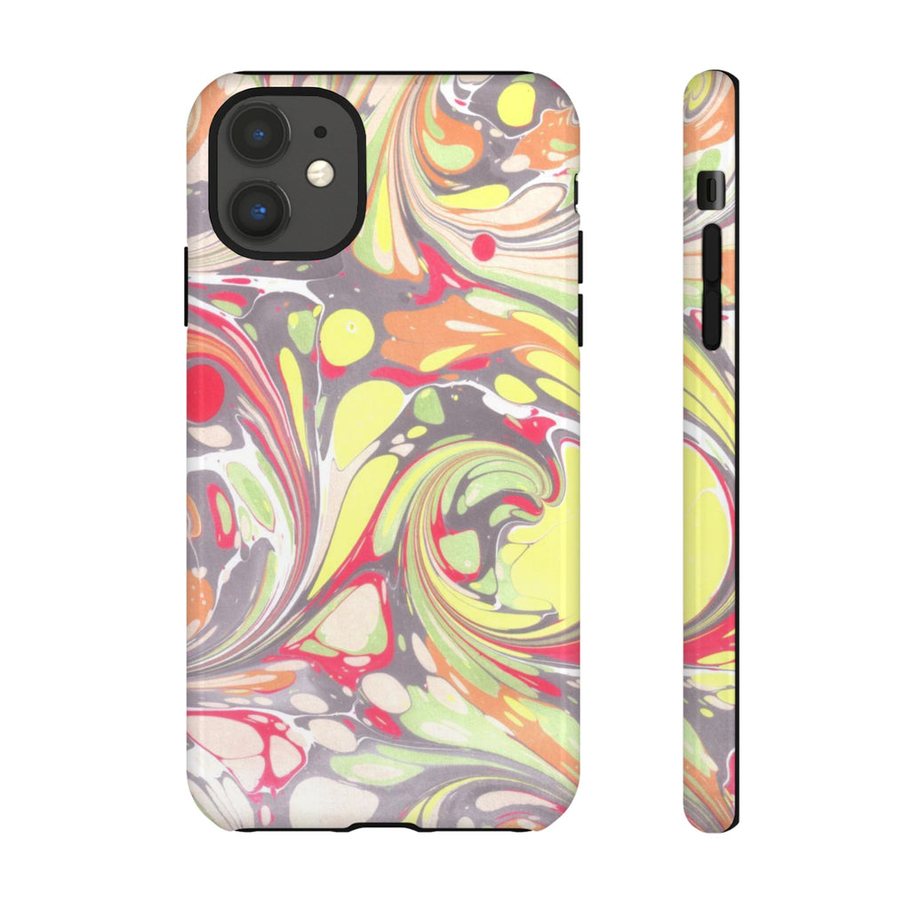 Yellow and Pink Swirl Marbled Italian Phone Case - Dual Layer - Matte or Glossy