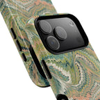 Florentine Marble iPhone Case | Inspired by Florence | Italian Marbled Paper Technique | Artisanal Green Swirl | Dual-Layer Protective Case | Matte or Glossy