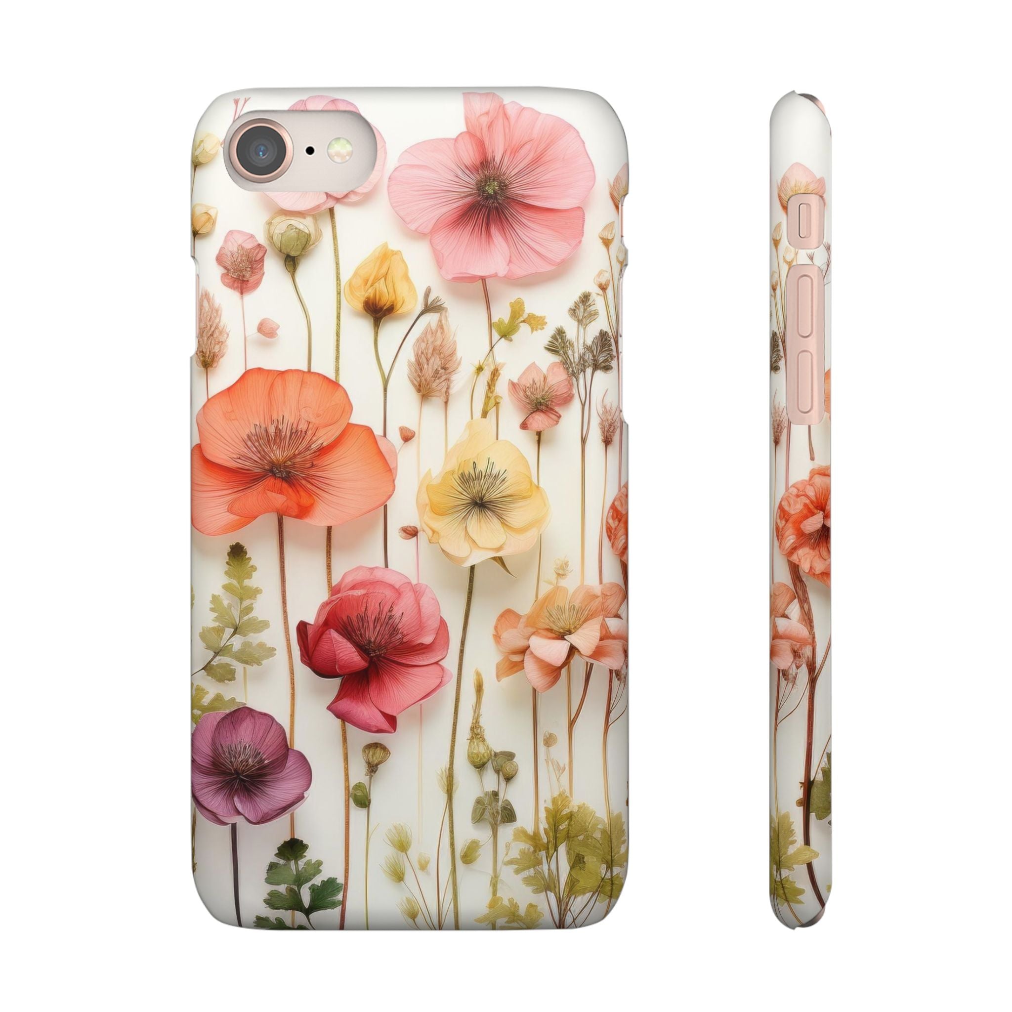 Pink Floral Pressed Flowers - Slim Case