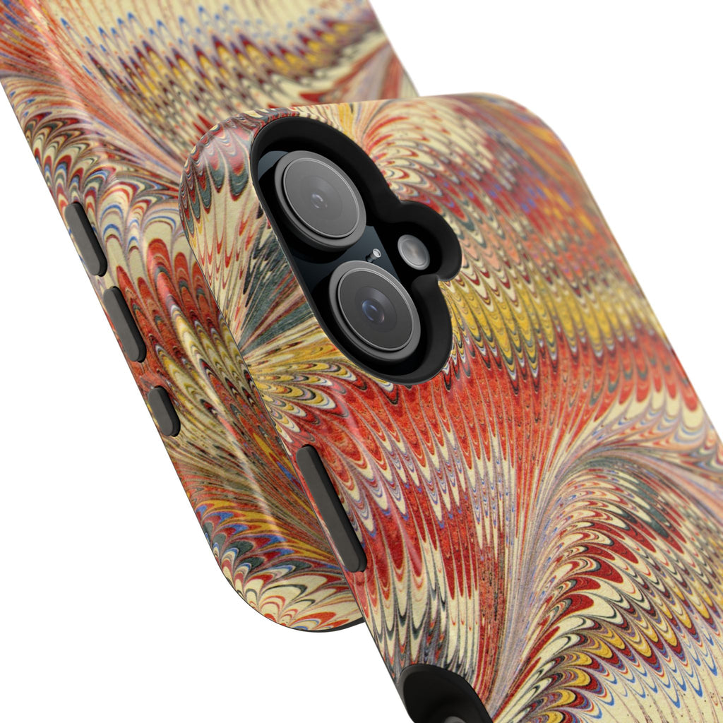 Rust + Gold Italian Marbled Design Magnetic MAG SAFE - Dual Layer Case - Glossy or Matte
