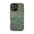 iPhone17 + All Models Phone Cases, Italian Peacock Feather Design, Stylish Impact-Resistant Shell, Protective Cover, Green Peacock Print