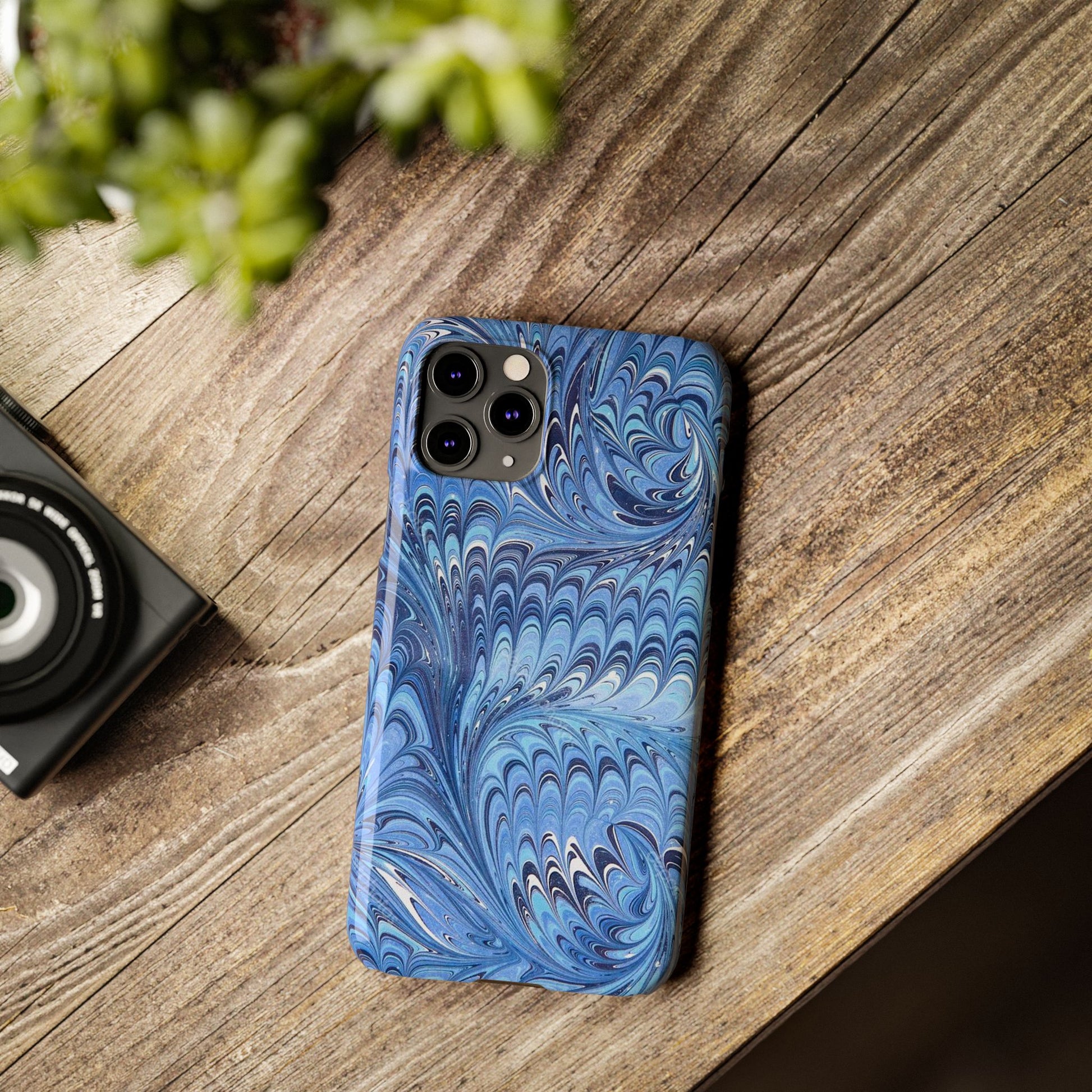 Blue Italian Marbled Design, Green and Blue Pallet, Slim Phone Case