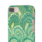 Marbled Feather Green Swirl - Single Layer Slim Phone Case