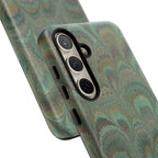 Marbled Peacock Durable Phone Case - Olive Green and Brown - Matte or Glossy