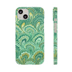 Marbled Feather Green Swirl - Single Layer Slim Phone Case