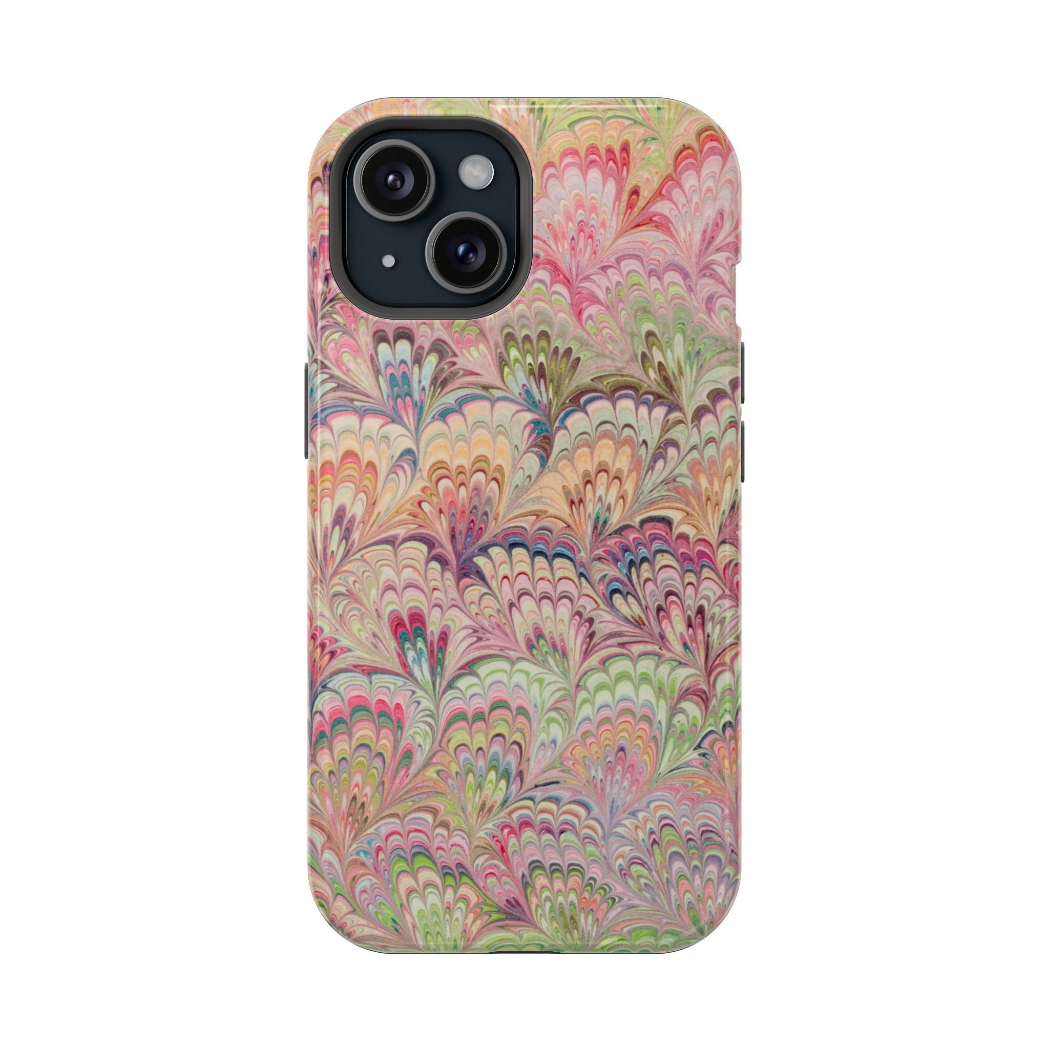 Marbled Pastel Pink and Green Impact-Resistant Phone Case for Apple + Samsung