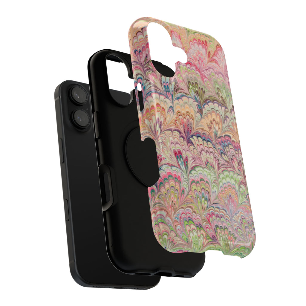 Marbled Pastel Pink and Green Impact-Resistant Phone Case for Apple + Samsung