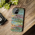 Phone Case with Design from Italy - Marbled "Peacock" Design, Green, Blue, Multi-Color Slim Phone Cases