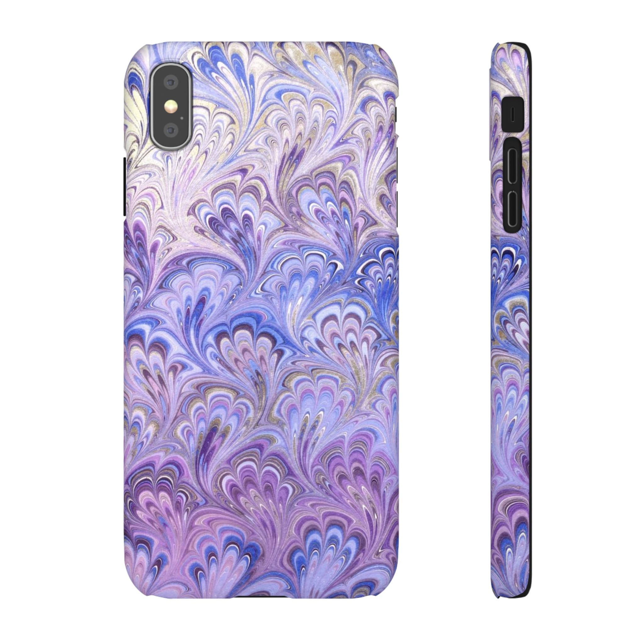 Marbled Feather Lavender + Purple Swirl - Single Layer Slim Phone Case