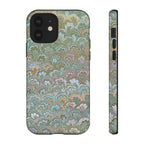 Blue and Green Feather Marbled Phone Case — Dual Layer - Tough Protective Phone Cover