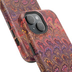 Mag Safe Marble iPhone Case - Red, Burgundy, Lavender & Gold Impact-Resistant