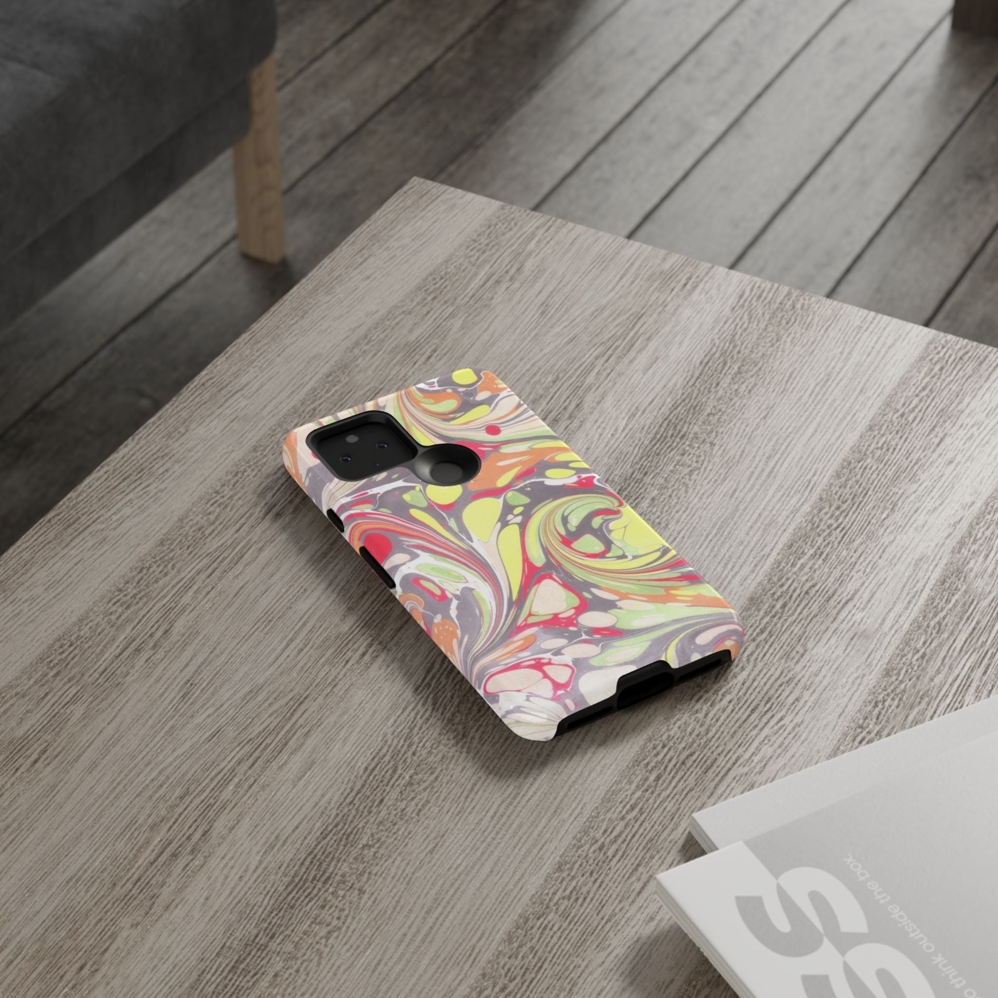 Yellow and Pink Swirl Marbled Italian Phone Case - Dual Layer - Matte or Glossy