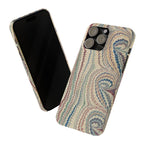 Italian Vintage Marbled Paper Design on iPhone Cases, Artistic Protection for Your Device in Elegant Beige, Blue, Burgundy