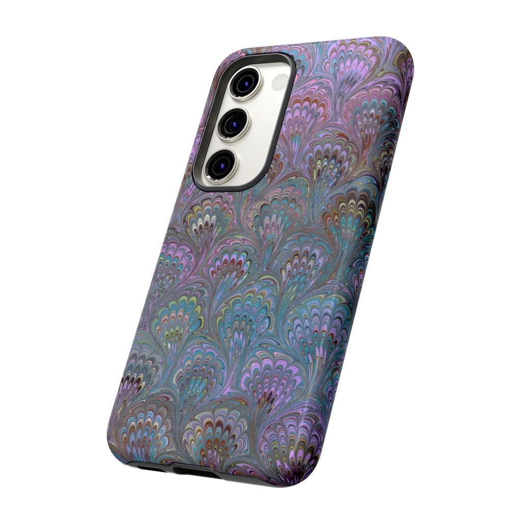 Lavender Marbled Peacock Durable Phone Case - Matte or Glossy