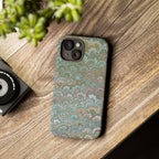 Blue and Green Feather Marbled Phone Case — Dual Layer - Tough Protective Phone Cover