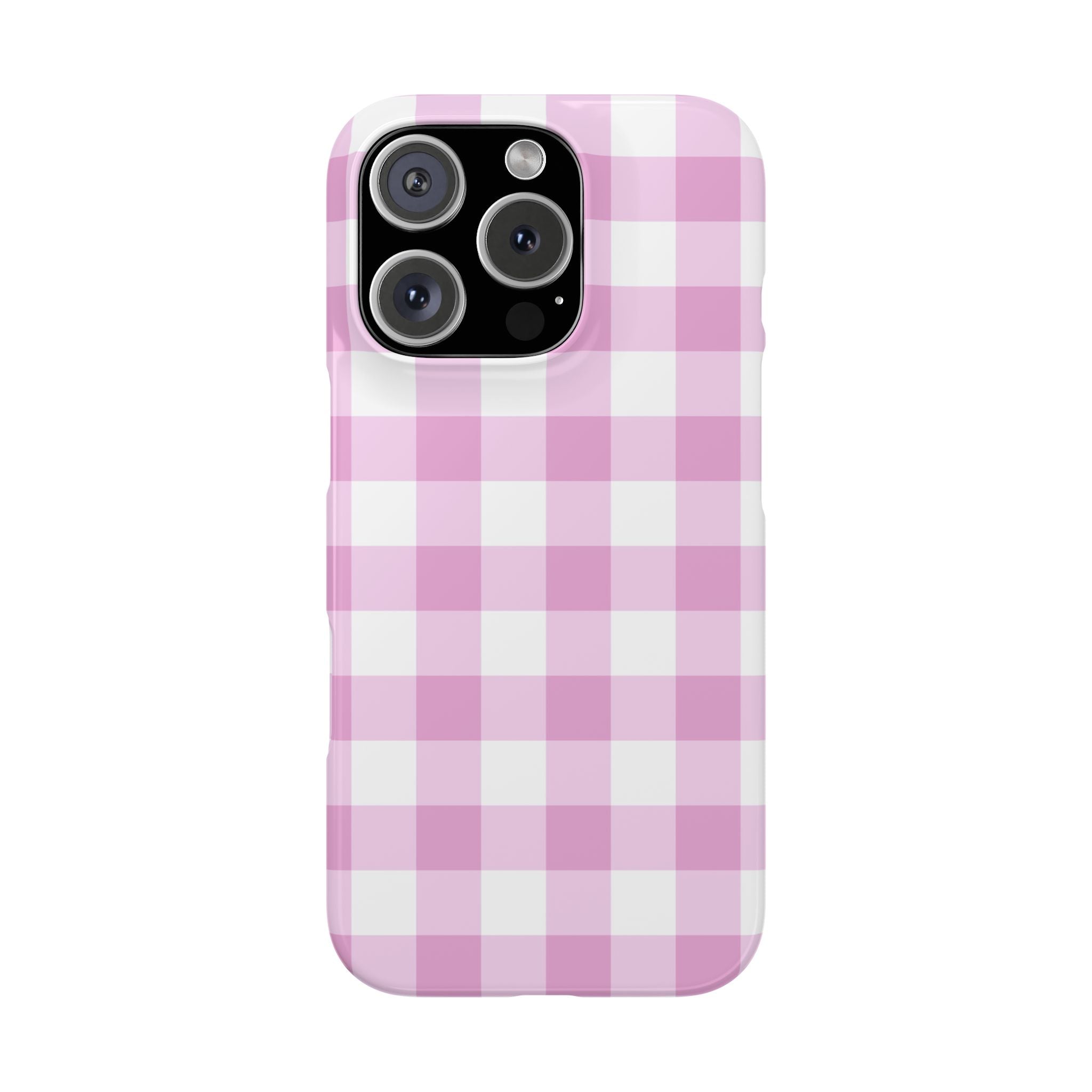 Pink + White Gingham Check Phone Case - Single Layer Slim Case