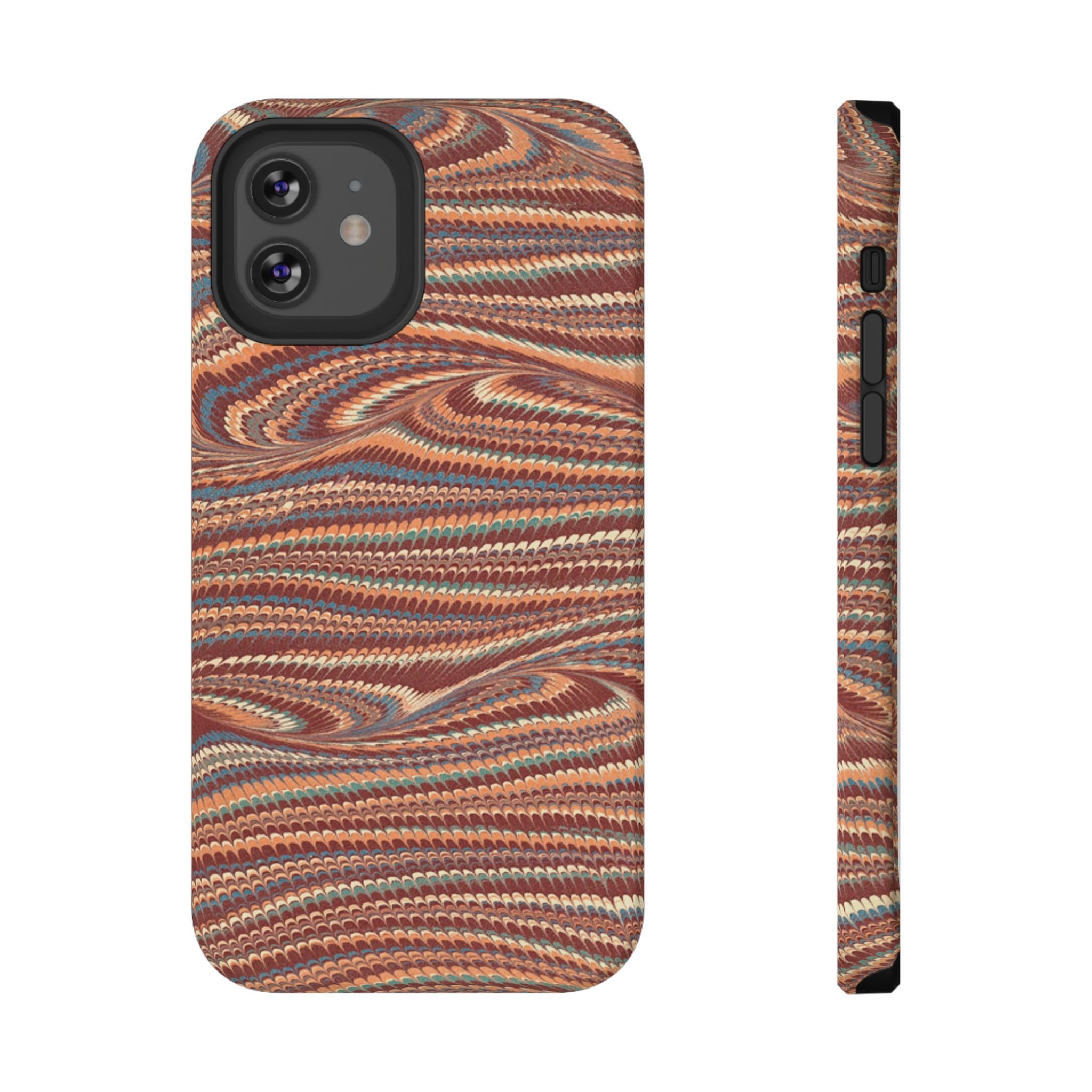 Neutrals Burgundy, Beige, Rust Hues Italian Vintage Marble Design Phone Case for Apple + Samsung