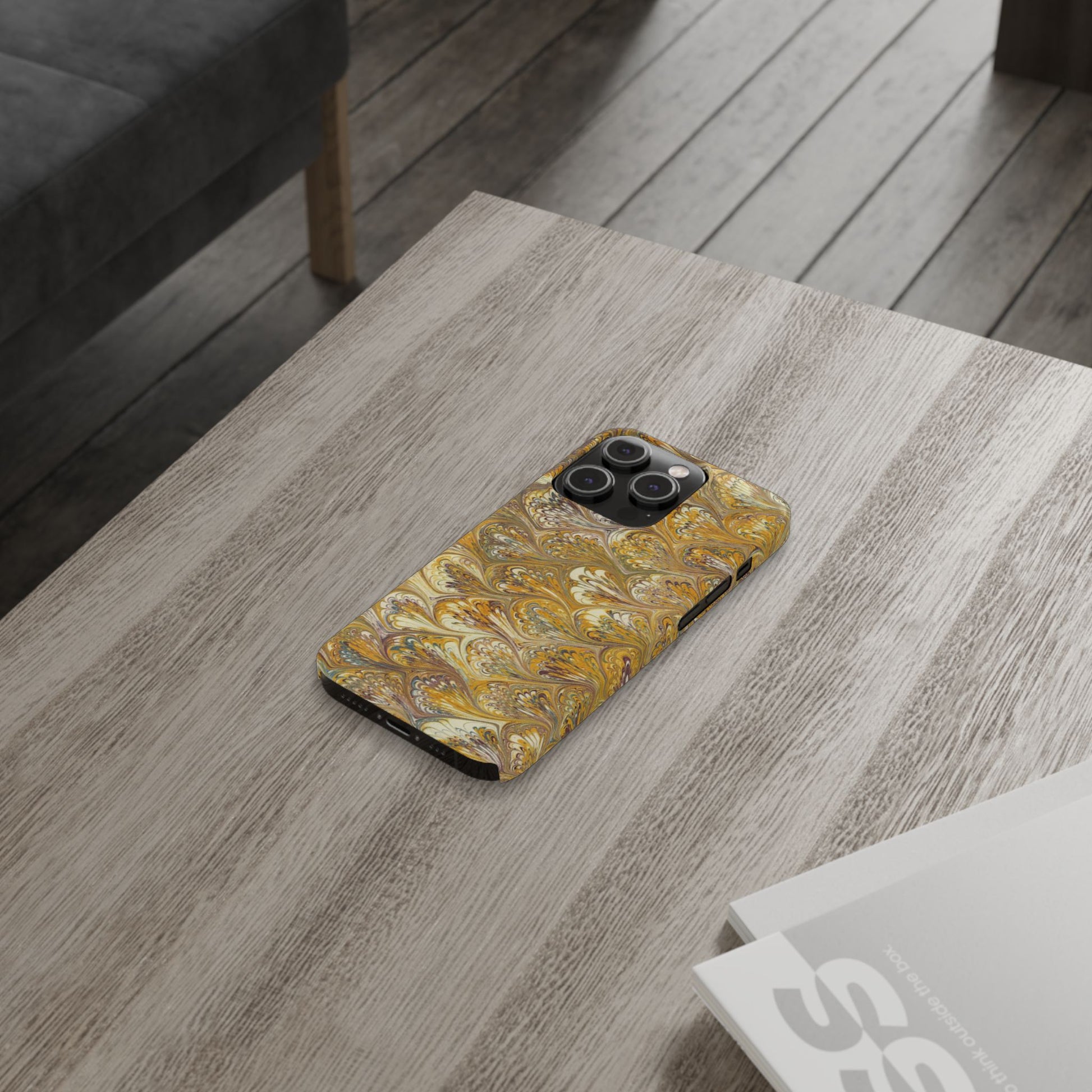 Golden Yellow Italian Marbled Designed, Slim Phone Cases, Case-Mate