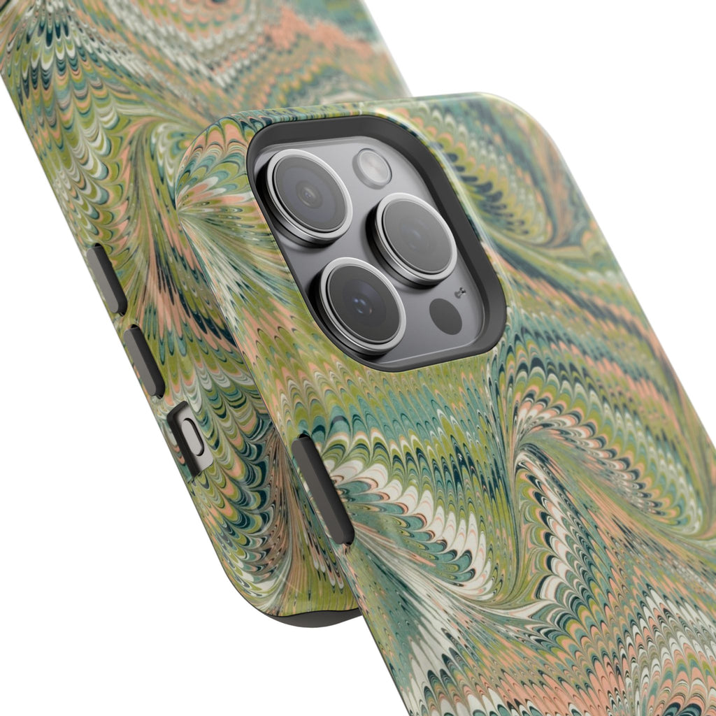 Green Pastel Italian Marble Design Magnetic MAG SAFE High Impact iPhone Cases