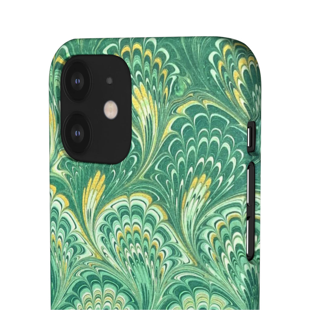 Marbled Feather Green Swirl - Single Layer Slim Phone Case